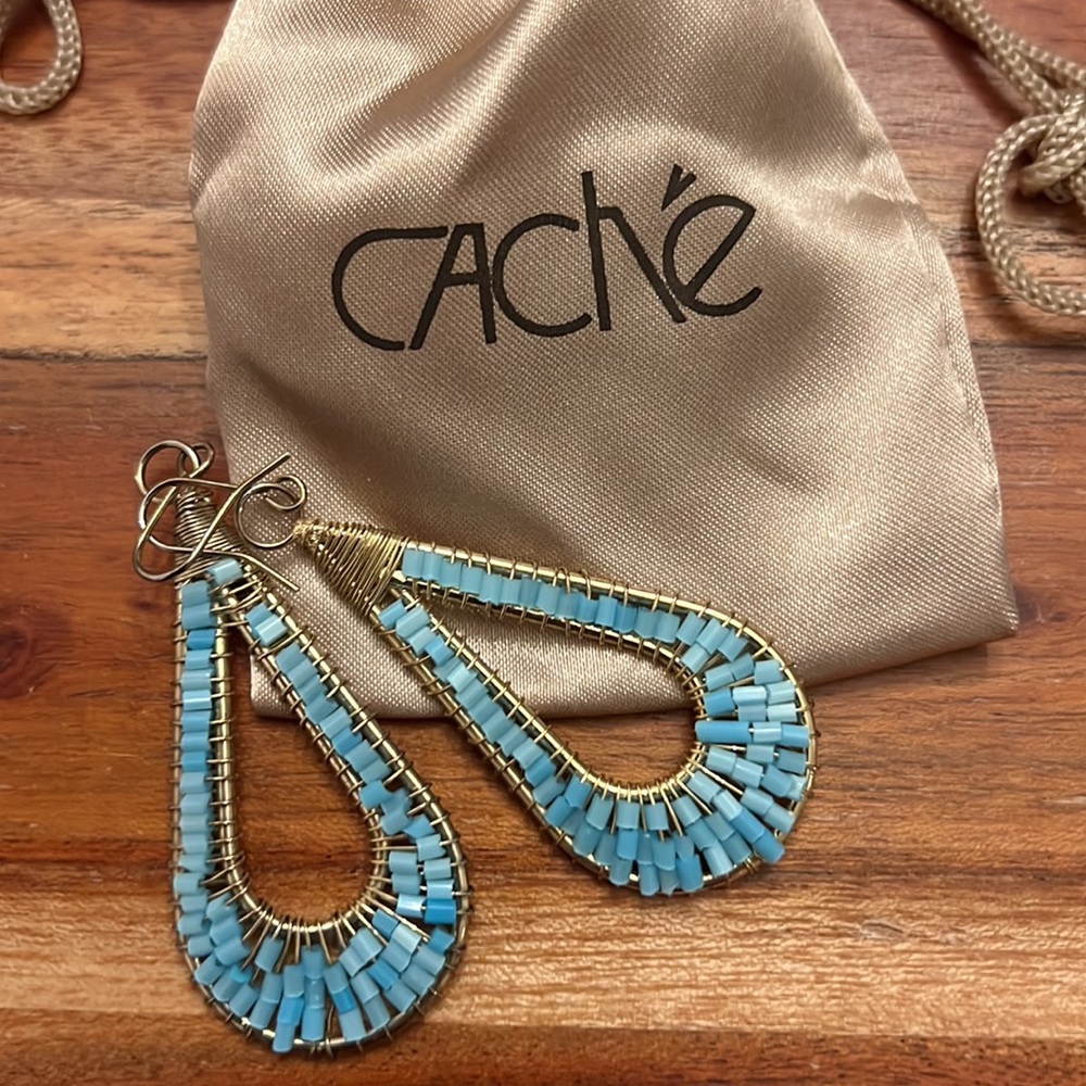 Cache Gold Wire Dangle Earrings - image 3